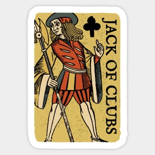 Vintage Character of Playing Card Jack of Clubs Sticker